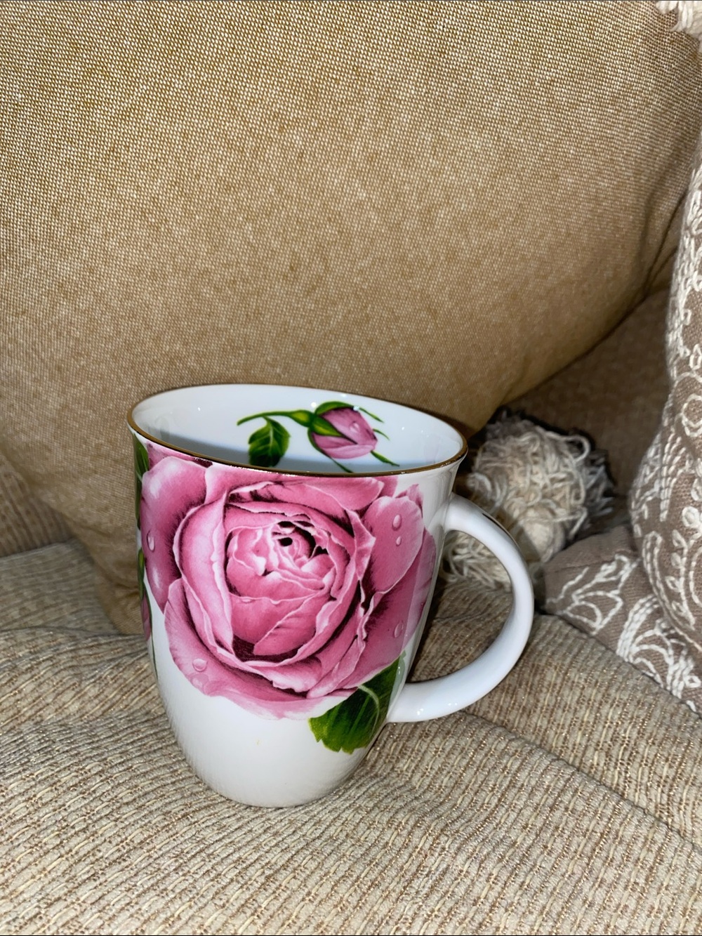 🍃🩷🍃NWOT Vintage Seville Ceramics Pink Rose Porcelain Bone China Mug/Cup